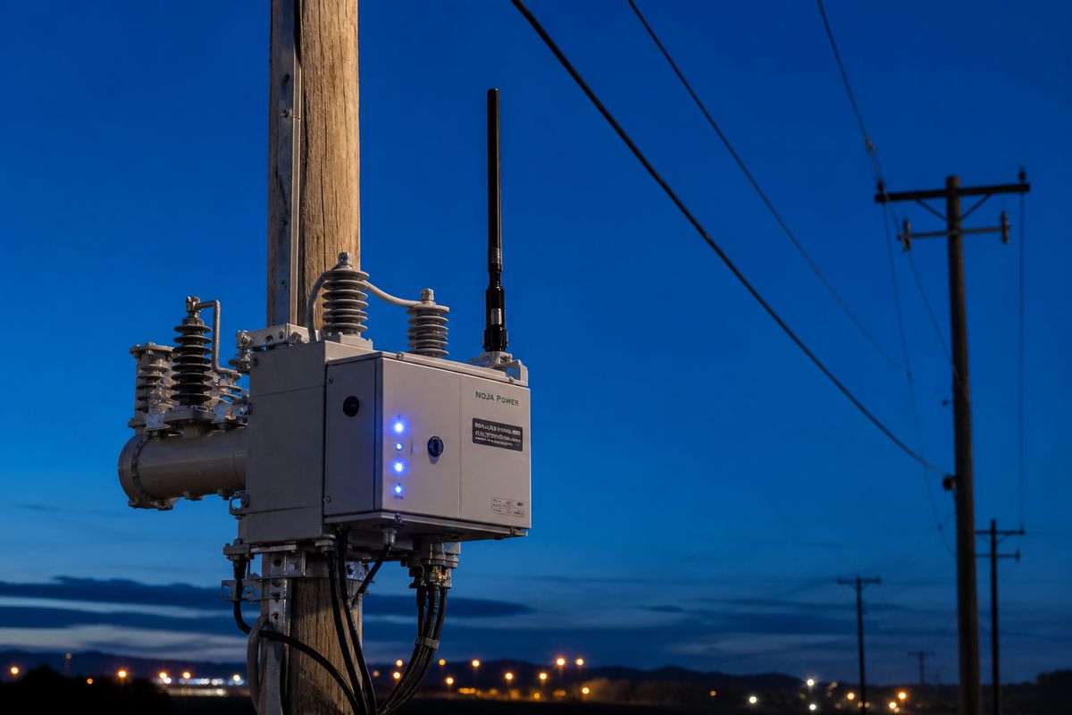Three-phase pole-mounted recloser on an overhead distribution feeder